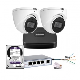 Zestaw MBS-BCS2 do zewnętrznego monitoringu IP 2Mpx rejestrator 4 kanałowy 2x kamera kopułowa