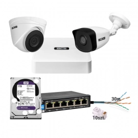 Zestaw MBS-BCS4 do zewnętrznego monitoringu IP BCS Basic 4Mpx rejestrator 4 kanałowy 2 kamery