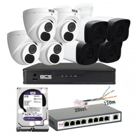 Zestaw MBS-BCS7 do zewnętrznego monitoringu IP BCS Point 4Mpx rejestrator 8 kanałowy 8 kamer