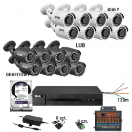 Zestaw MBS-BCS22 do zewnętrznego monitoringu 5w1 BCS Basic 2Mpx rejestrator 8 kanałowy 8 kamer