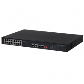 PFS3218-16ET-135 Dahua inteligentny switch niezarządzalny 18 portów 16x PoE 2x Uplink SFP Gigabit
