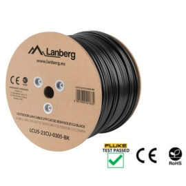 LCU5-21CU-0305-BK UTP 5e skrętka 305m CU czarna FLUKE PASSED