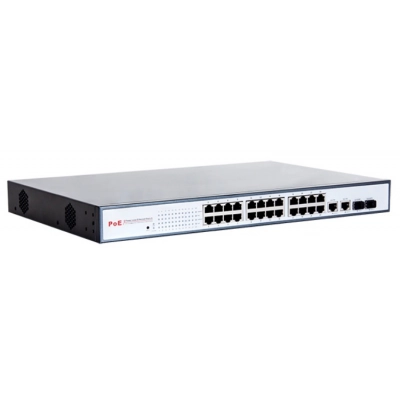 FEPS-2624F 8level switch PoE (24x FE, 2x Combo GE/SFP, 24x PoE)